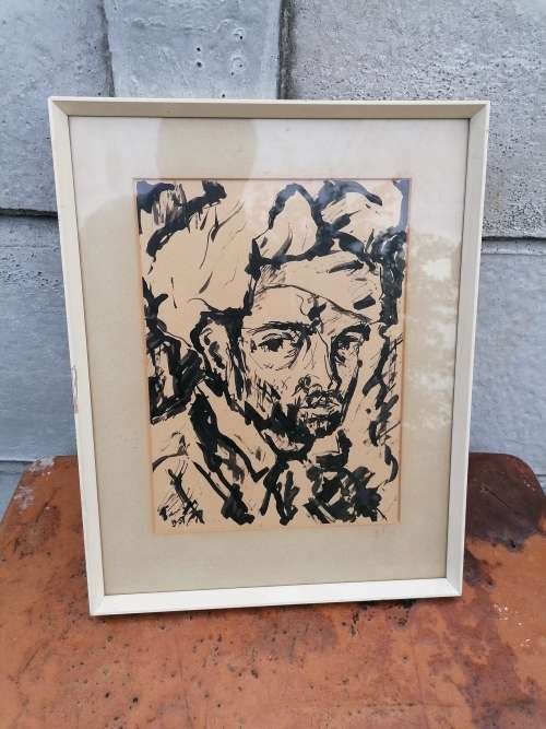 Rare find a original Marylski Jerzy Luszczewski (George) self portrait 1957