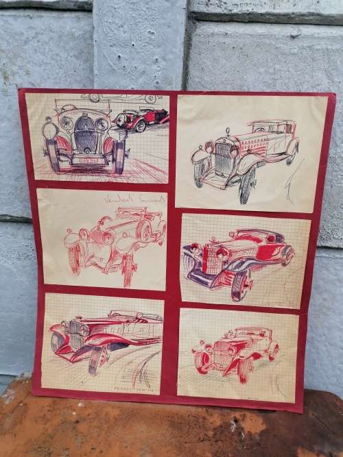Rare find a original Marylski Jerzy Luszczewski (George) car drawings