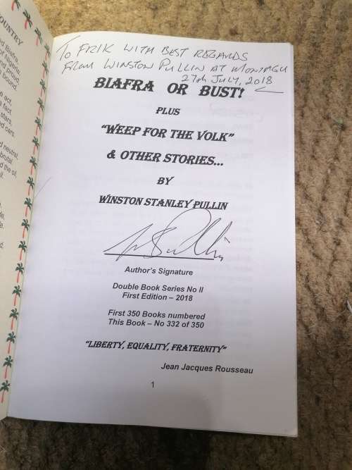 Biafra or bust plus `weep for the volk` winston Stanley pullin signed copy