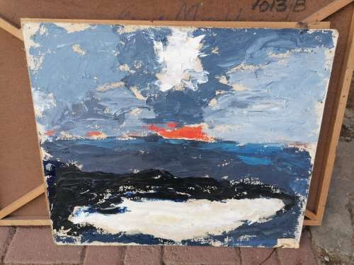 Rare find a original Marylski Jerzy Luszczewski (George)Sunset over lake Albano 1953