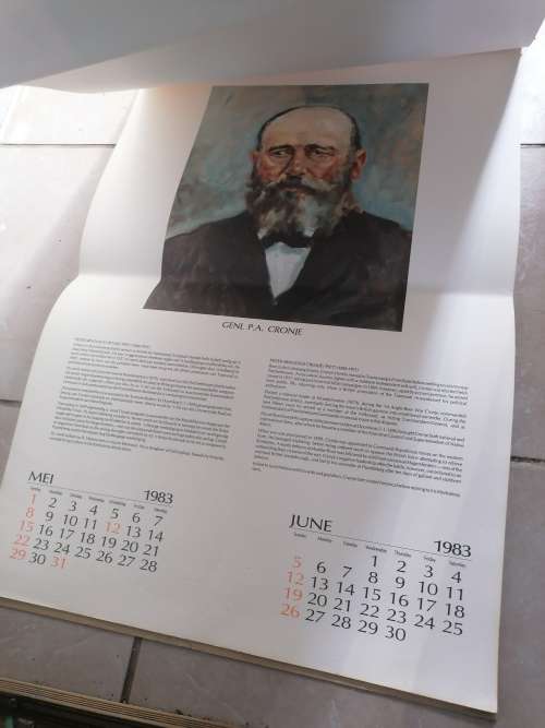 Danie Theron Krygskool Kalender - 1983 - Combat School Calendar -- Boer War Generals