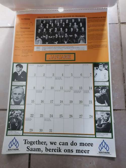 Springbok Centenary Commemorative Calendar 1891-1991