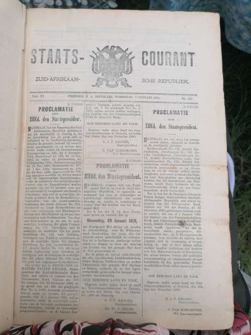 Rare find complete 1891&1892 STAATSCOURANT ZAR