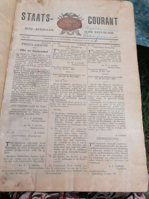 Rare find complete 1891&1892 STAATSCOURANT ZAR
