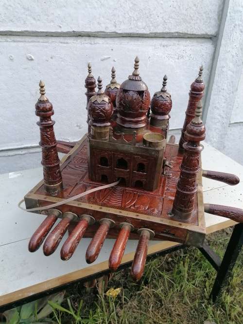 MASSIVE Vintage Original Carving Indian Antiques set not complete. The lamp is working