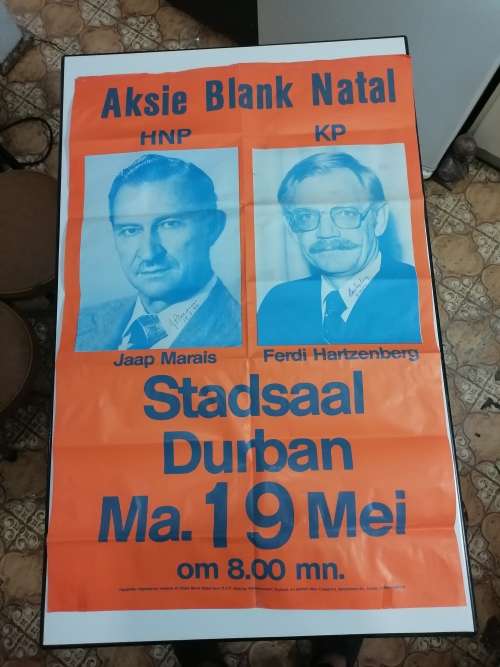 RARE HIGHLY COLLECTIBLE FOUND  51CM X76CM BIG  1986 KP JAAP MARAIS AND HNP FERDIeaders sighed poster