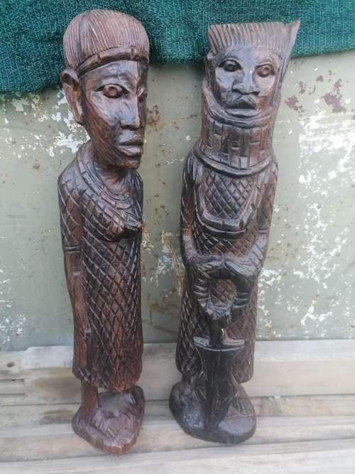 Set of good details solid wood carved figures