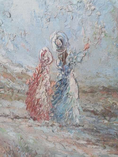 stunning oil on board painting by Marie Charlot