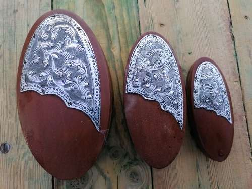 Wood Nesting Boxes Oval Brown Metal Detail Set Of 3
