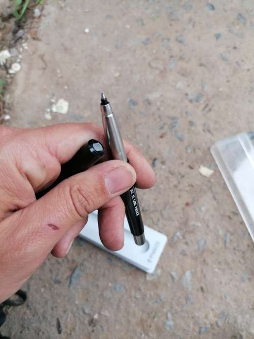 Parker pen. Needs ink. Marked `HE IS OUR PEACE