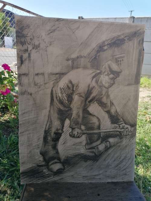 Vincent van Gogh `A PEASANT WORKING 1890`unframed print