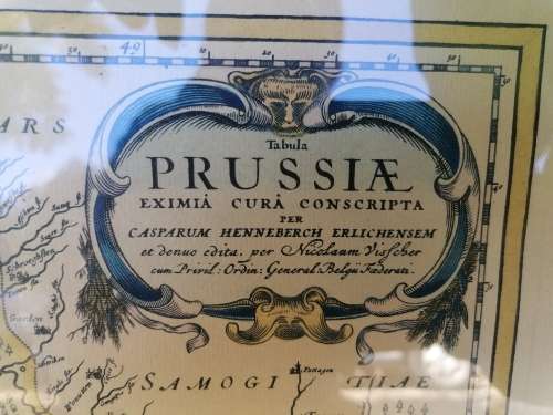 Antique PRUSSIA EXIMIA CURA CONSCRIPTA PER  CASPARUM HENNEBERCH ERLICHENSEM et denuo edita map.