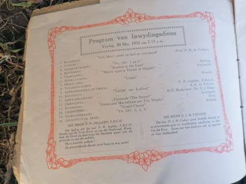 Orrel inwyding N. G kerk Robertson 20 Mei 1932