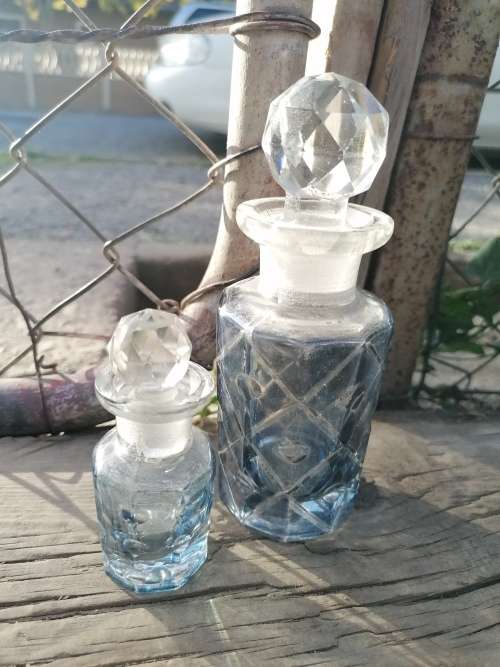 Vintage crystal perfume bottles.
