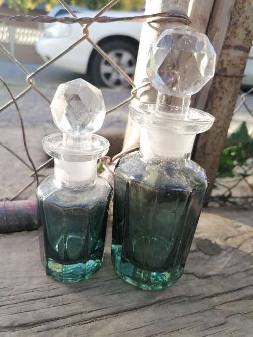 Vintage crystal perfume bottles.
