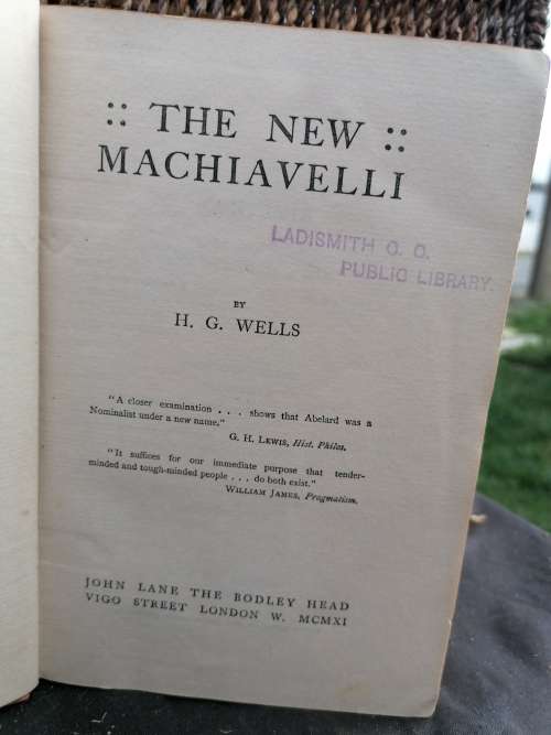 The new machiavelli - h g wells - 1911 - first edition