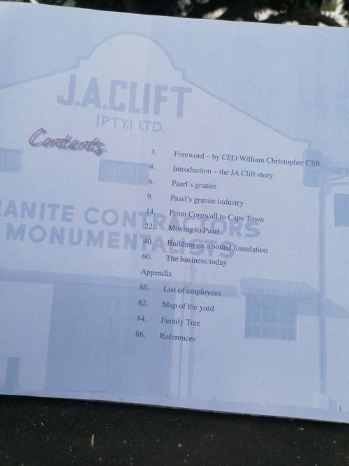 J.A. Clift (Pty) Ltd Centenary 2006 : A Centyury in Stone