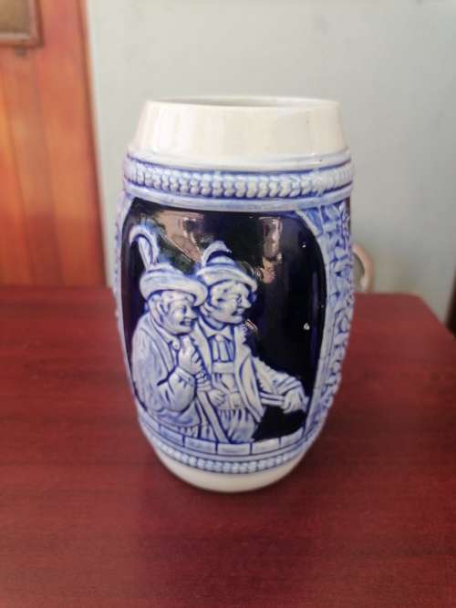 Cobalt Blue and Gray Pottery Beer Mug