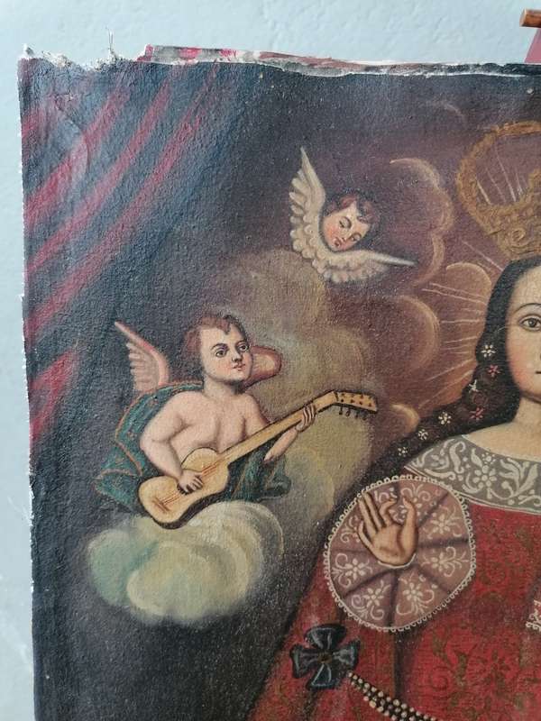Peruvian School-Cuzco (18th century) madonna and child 50CM x 39CM
