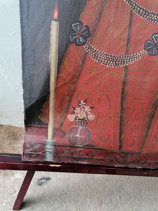 Peruvian School-Cuzco (18th century) madonna and child 50CM x 39CM