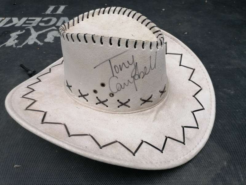 Collectors hat signed by the Campbell`s