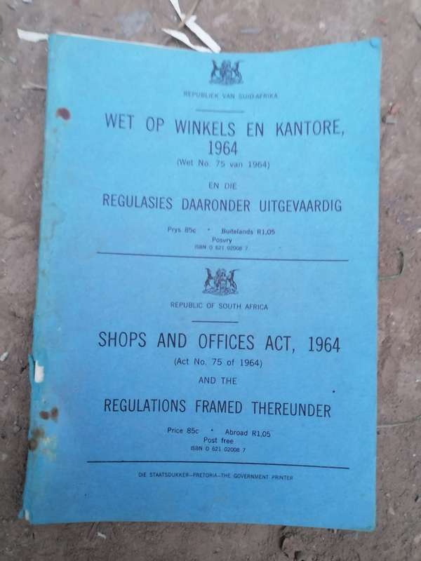 Wet op winkels en kantore, 1964 (wet no. 75 van 1964) en die regulasies daaronder uitgevaardig/