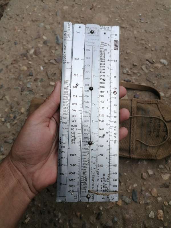 WW2 British Vickers Machine Gun Slide Rule and Webbing Pouch