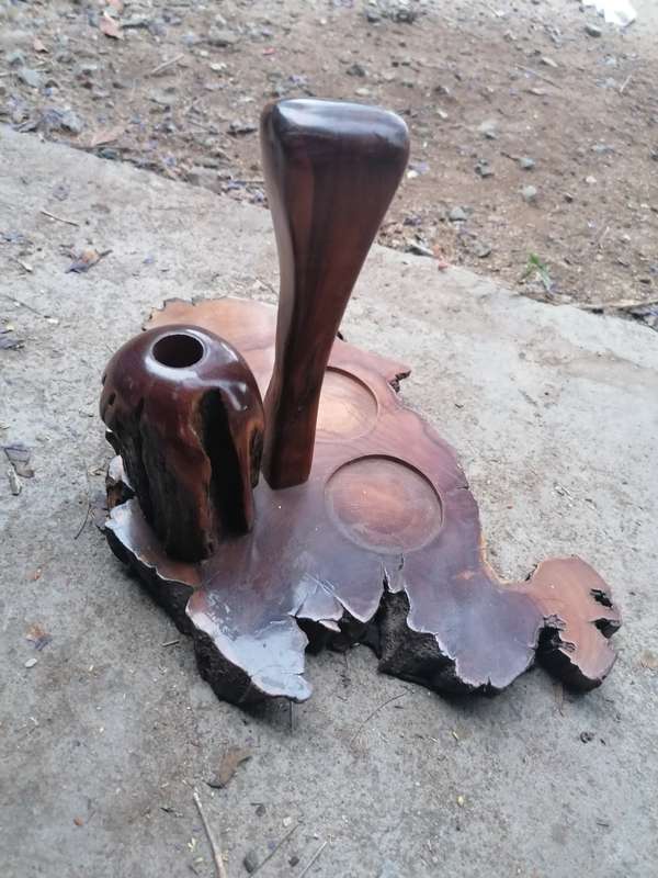 Stunning vintage wood fountain pen and ink wel holder