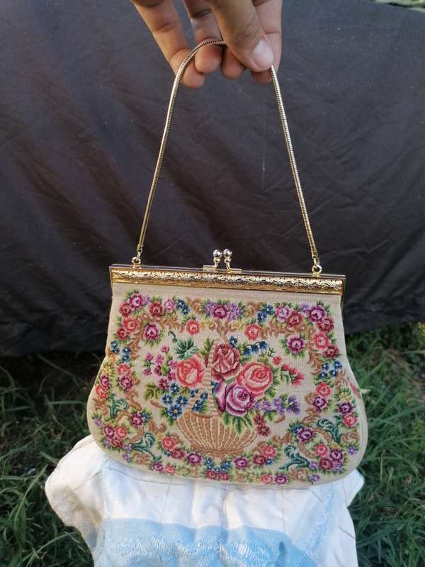 Cute vintage tapestry clutch bag