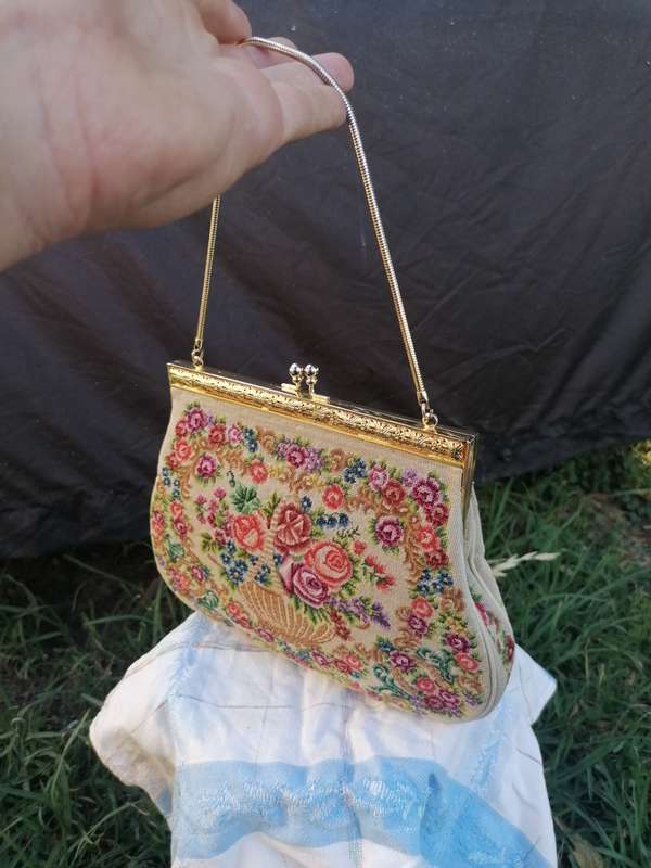 Cute vintage tapestry clutch bag