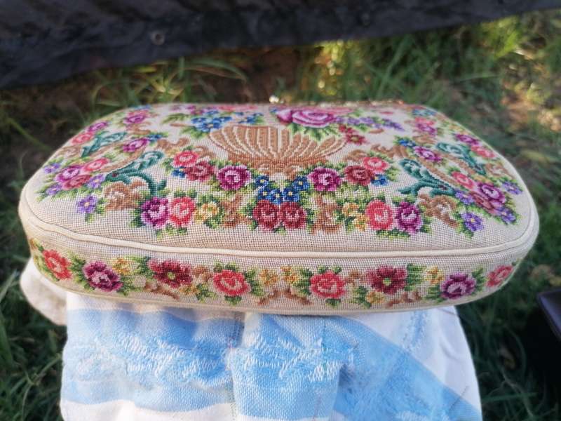 Cute vintage tapestry clutch bag