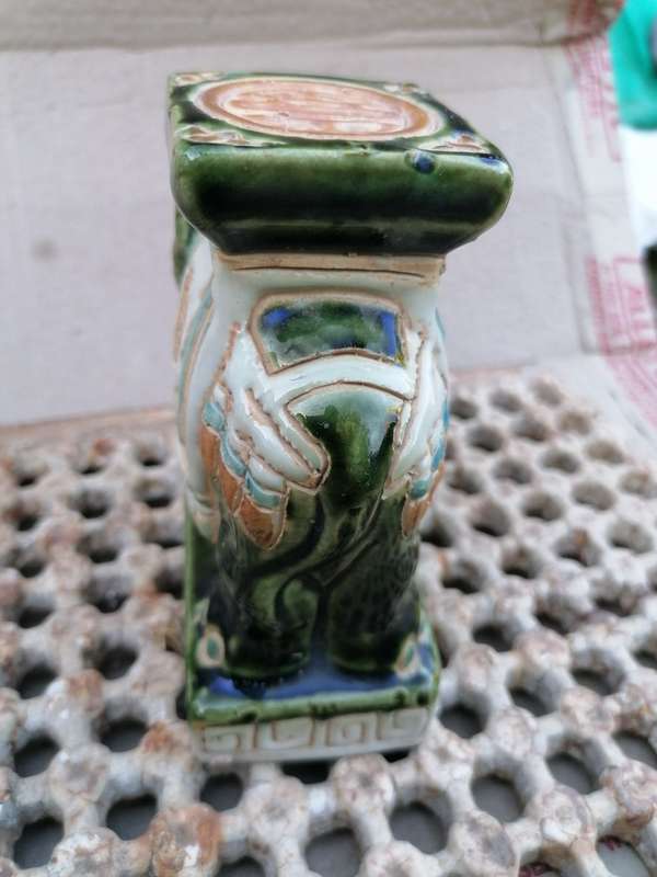Ceramic/Pottery Mounted Elephant 12cm x 12cm