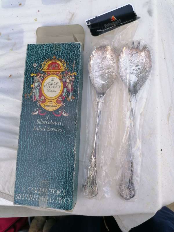 Vintage Falstaff Silverplated Salad Servers Fork & Spoon Age Of Elegance New NIB