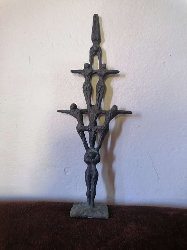 Bronze sculpture of acrobats, design & execution John Bier (1936),36cm tall