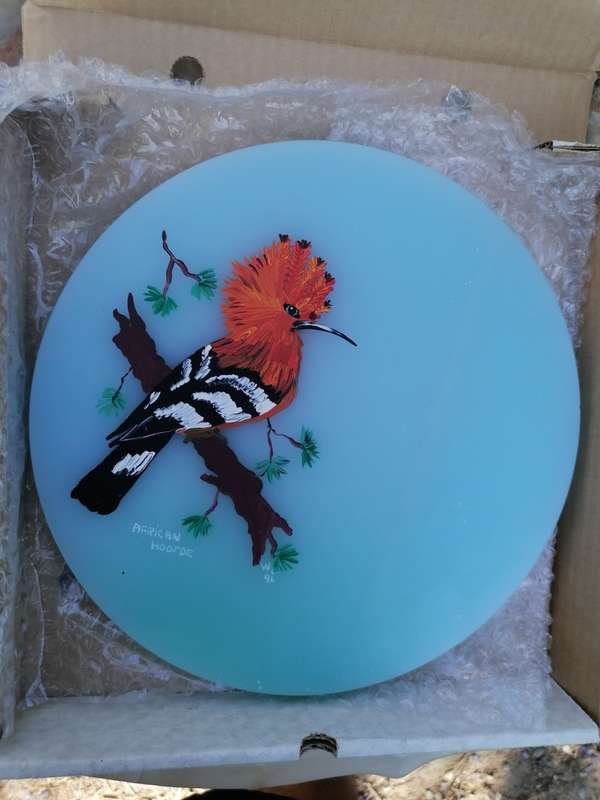 Love painting of a African hoopoe on Candle.