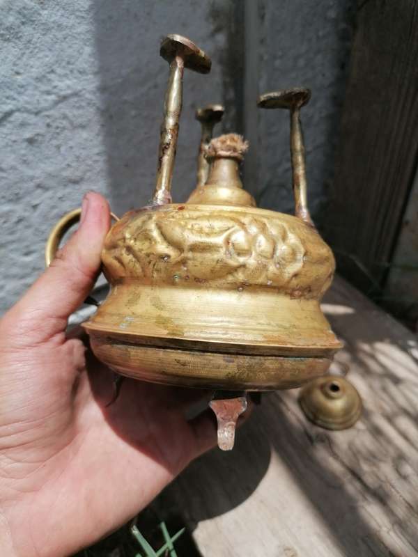 Small antique brass stove