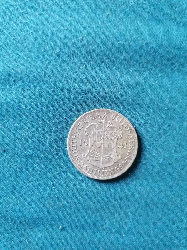 Silver 1941 2 shillings south africa.