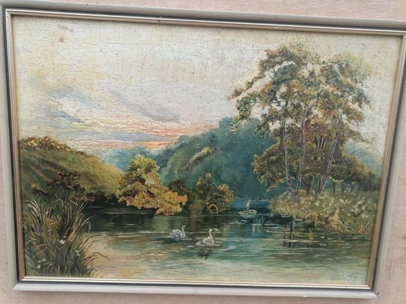 Antique late 1800s framed painting.lots of character as per picture.