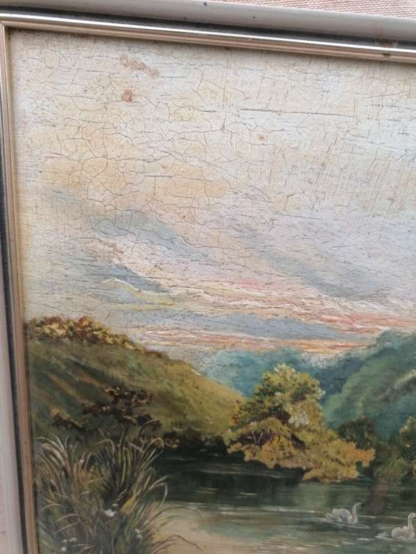 Antique late 1800s framed painting.lots of character as per picture.