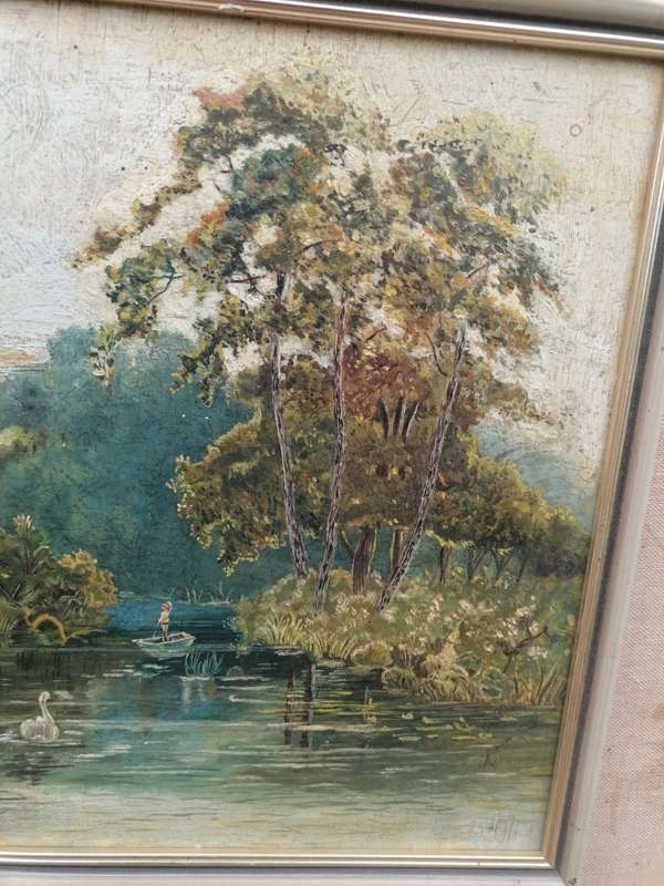 Antique late 1800s framed painting.lots of character as per picture.