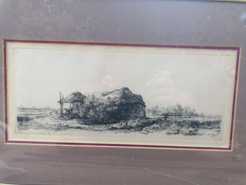 RARE FIND 1641 REMBRANDT `Landscape With Old Country Kate, ETCHING HAND PRINTED BY THEO BEERENDONK