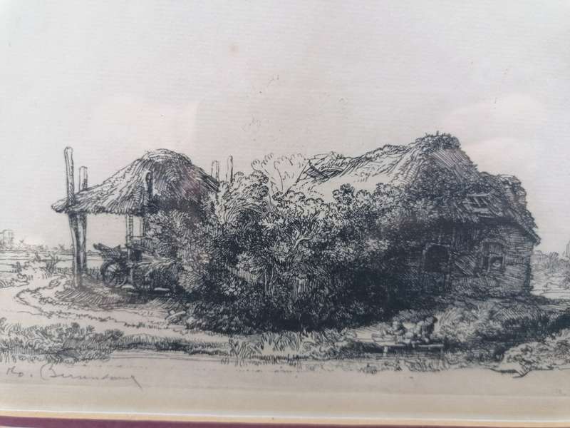 RARE FIND 1641 REMBRANDT `Landscape With Old Country Kate, ETCHING HAND PRINTED BY THEO BEERENDONK