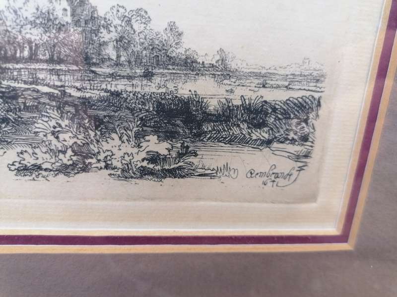 RARE FIND 1641 REMBRANDT `Landscape With Old Country Kate, ETCHING HAND PRINTED BY THEO BEERENDONK