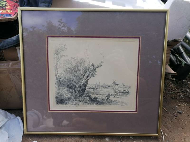 RARE FIND 1643 REMBRANDT , ETCHING HAND PRINTED BY THEO BEERENDONK