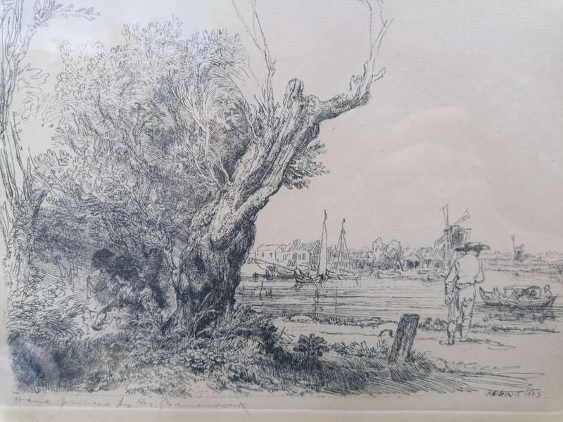 RARE FIND 1643 REMBRANDT , ETCHING HAND PRINTED BY THEO BEERENDONK