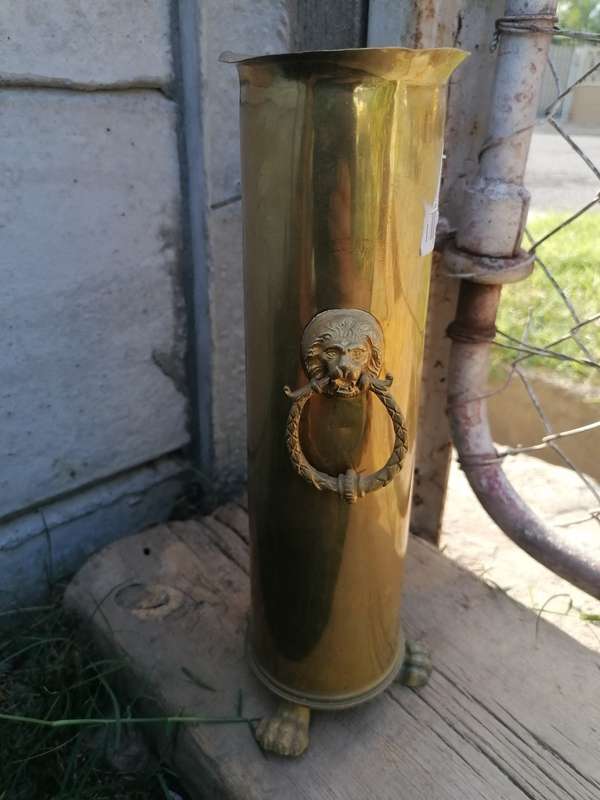 Antique solid brass Canon shell converted