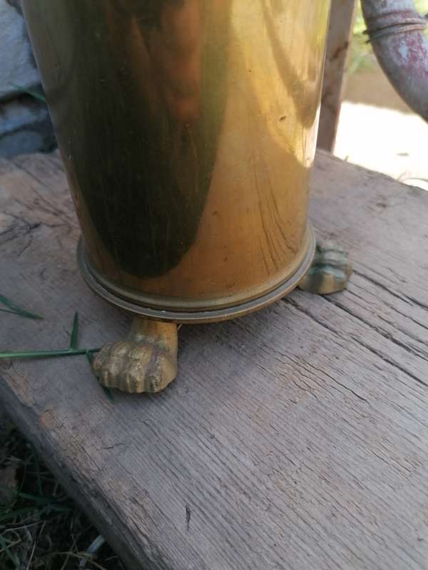 Antique solid brass Canon shell converted