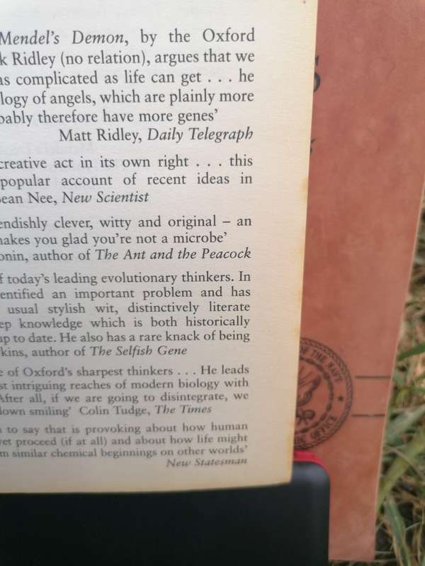 MARK RIDLEY : MENDEL`S DEMON : GENE JUSTICE AND THE COMPLEXITY OF LIFE