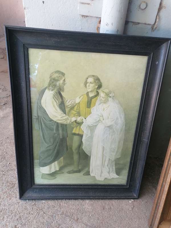 Vintage print of Wedding to Kahna old mural with frame