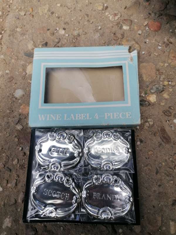 Vintage set of 4 alcohol bottle labels